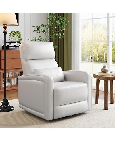 gaomon Manual Reclinder,360 Swivel Rocking Glider Reclinder Chair, Soft Faux Leather Upholstered Sofa Chair with Ergonomic Backrest for Adults