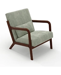 gaomon Mid-Century Modern Accent Chair,Wide-Wale Corduroy Upholstery,Solid Wood Armchair with Removable Lumbar Pillow,Sturdy Reading Chair