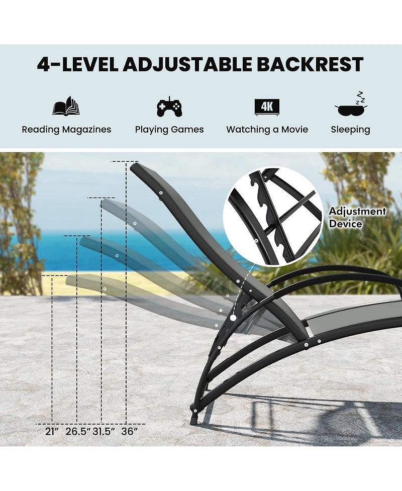 Gymax 2-in-1 Outdoor Rocking Chair with 4-Position Adjustable Backrest Curved Armrests