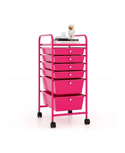 Slickblue 6 Drawer Rolling Storage Cart Organizer Multifunctional