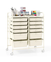 Slickblue 12 Drawer Rolling Storage Cart with Lockable Wheels Organizer