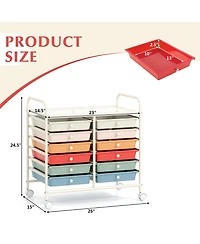 Slickblue Rolling Storage Cart 12 Drawer Organizer for Home Office