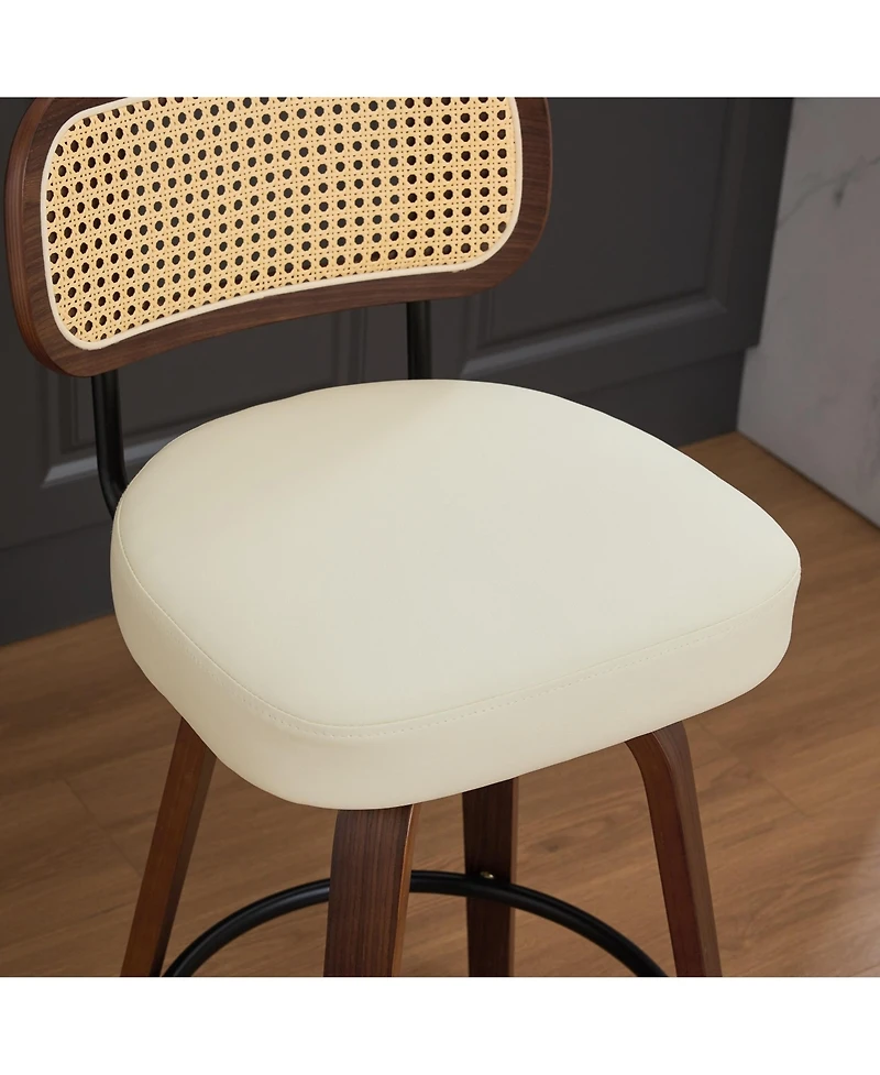 flynama 26" Rattan Counter Height Swivel Bar Stools Set of 2