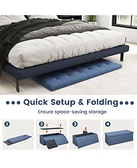 Gouun 43 in Folding Storage Ottoman Bench with Padded Linen Seat