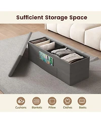 Gouun 43 in Padded Folding Storage Ottoman Bench with Removable Divider