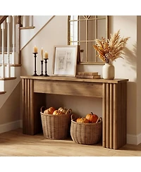 Tribesigns 63 Inches Solid Wood Console Table, Farmhouse Long Sofa Table