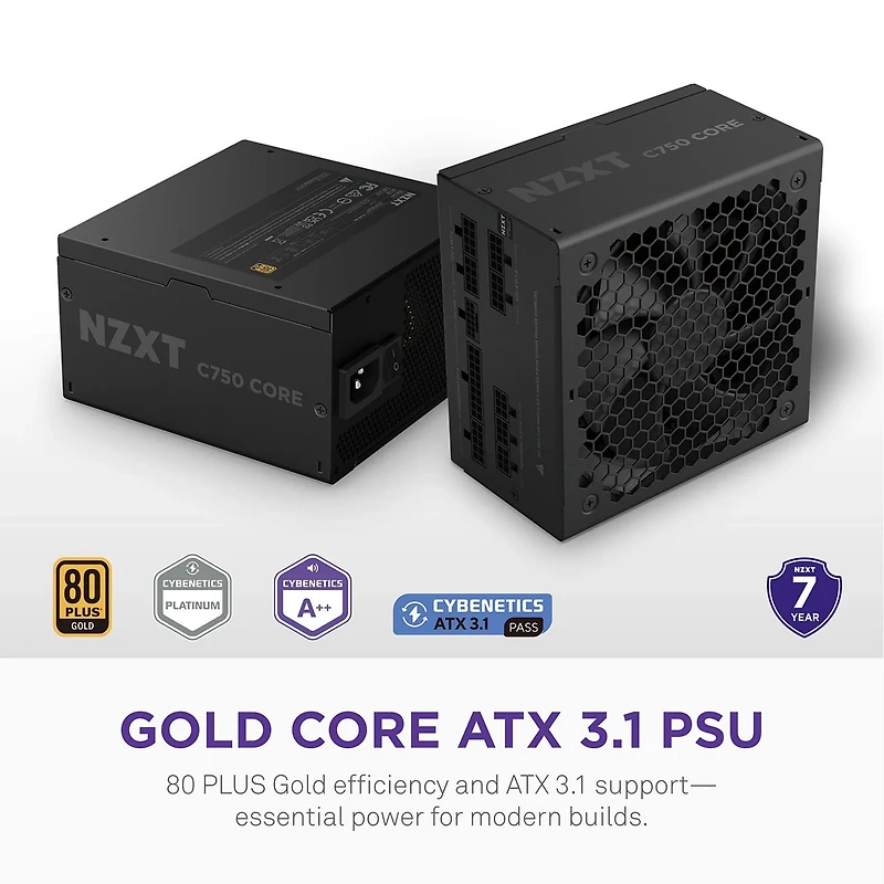 Nzxt C750 Gold Core 750W 80+ Gold Certified Fully Modular Atx 3.1 Power Supply Unit