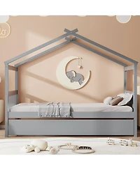 Sailvan Wooden House Bed withTrundle