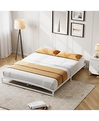 homfan Metal Platform Bed Frame with Arch Headboard and Footboard, Low Profile Steel Slat Support