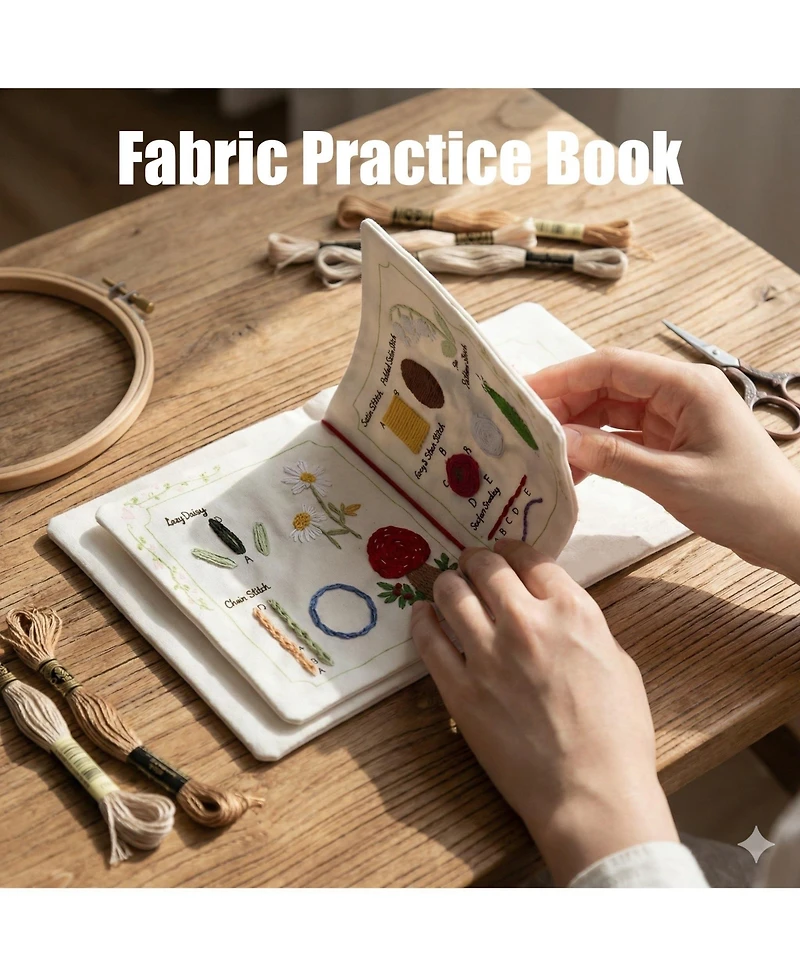 Gnuadz Embroidery Starter Kit 12 Stitches Practice Book Beginners Sewing Set