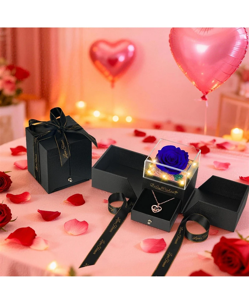 Gnuadz Light Up Rose Necklace Gift for Mom Wife Women