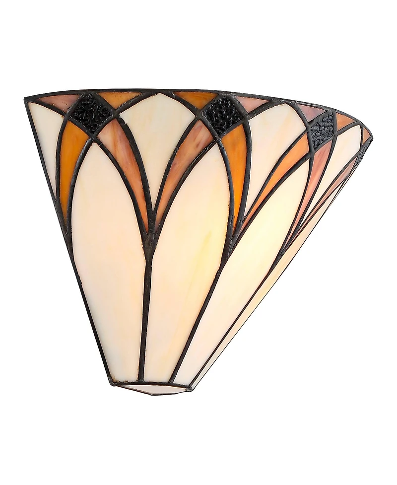 Regency Hill Filton Tiffany Style Wall Light Sconces Set of 2 Bronze Hardwire 12 1/4" Fixture Art Glass for Bedroom Bathroom Vanity House