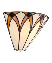 Regency Hill Filton Tiffany Style Wall Light Sconces Set of 2 Bronze Hardwire 12 1/4" Fixture Art Glass for Bedroom Bathroom Vanity House
