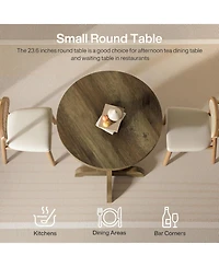 Tribesigns 23.6" Round Commercial Dining Table, Farmhouse Dinner Table with Thick Top
