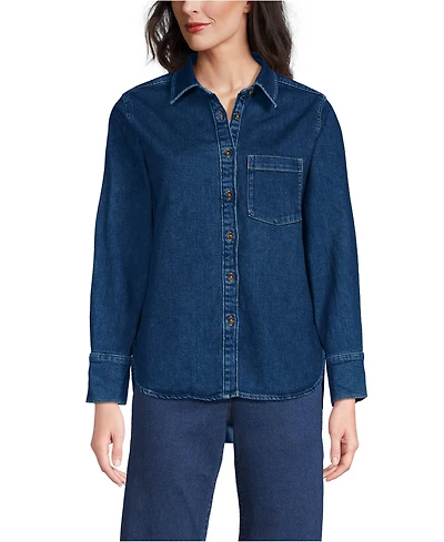 Lands' End Women's Soft Denim Twill Button Front Shirt