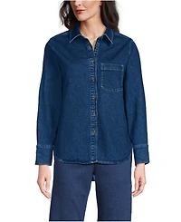 Lands' End Women's Soft Denim Twill Button Front Shirt