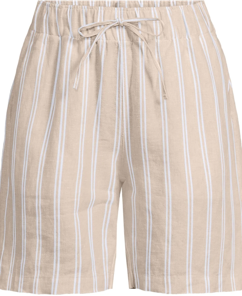 Lands' End Women's Plus Linen High Rise Pull On 7" Shorts