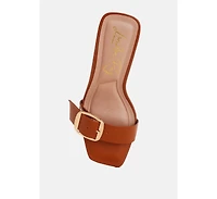 London Rag Women's Acacia Buckle Strap Slip On Sandals
