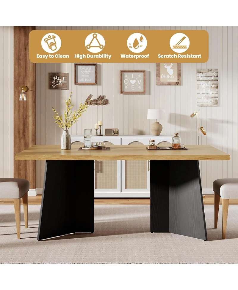 gaomon 63" Dining Table for 6-8, Modern Design with Large Top & Sturdy Pedestal Legs Kitchen or Conference Room