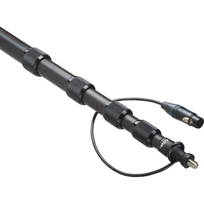 K-Tek 2.7inch to 9. 2inch 5-Section Aluminum Avalon Series Boom Pole with Coiled Cable, Right Angle Fem and Male Xlr, Side Exit