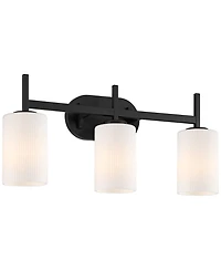 Possini Euro Design Possini Euro Nanni 22"W Matte Black Fluted Glass 3-Light Bath Light