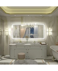 Apmir 60" x 28" Super Bright Front and Back Led Lighted Anti-Fog Tempered Glass Bathroom/Vanity Mirror with Etl and 3-Year Warranty