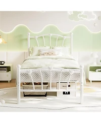 Homfan Heart-Shaped Metal Platform Bed Frame with Headboard and Footboard, Quiet Slat Support