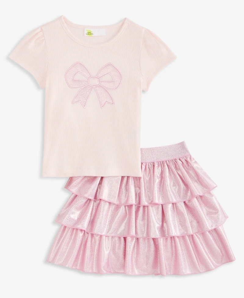 Epic Threads Baby and Toddler Girls' T-Shirt Sparkle Tiered Skort, 2-Piece Set, Macy's Exclusive