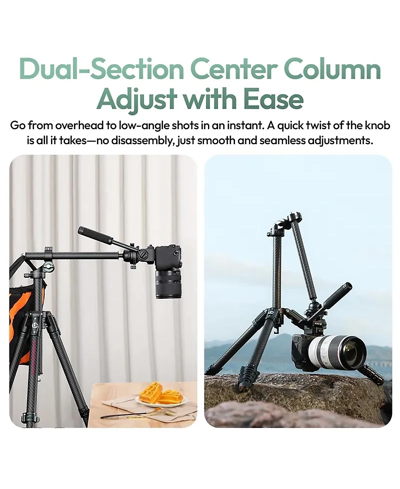 Ulanzi JJ06 GlideGo 5-Section Carbon Fiber Travel Tripod with Ball Head