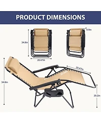 Yiortwo Set of 2 Zero Gravity Lounge Chairs Reclining Patio with Cup Holder