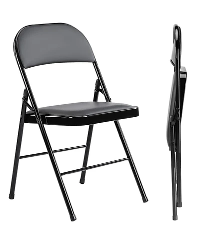 Yiortwo Leather Padded Folding Chair, Portable Indoor Outdoor Seating