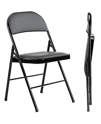 Yiortwo Leather Padded Folding Chair, Portable Indoor Outdoor Seating