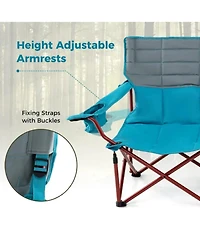Yiortwo 2-Person Camping Chair Loveseat with Cup Holders, Folding Outdoor Sofa