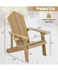 Yiortwo Adirondack Chair with Hidden Cup Holder, Weather Resistant Outdoor