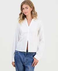 Madden Girl Juniors' Tie-Back Long-Sleeve Shirt
