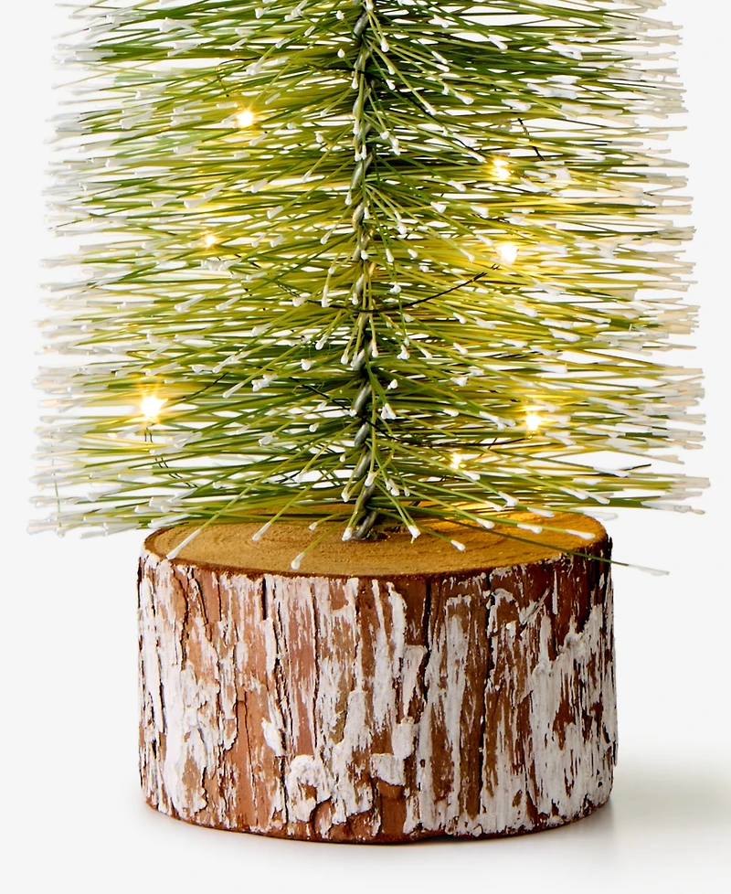 Holiday Lane Northern Lights Green Sisal Tree with Wood Base Led Light-Up Decor