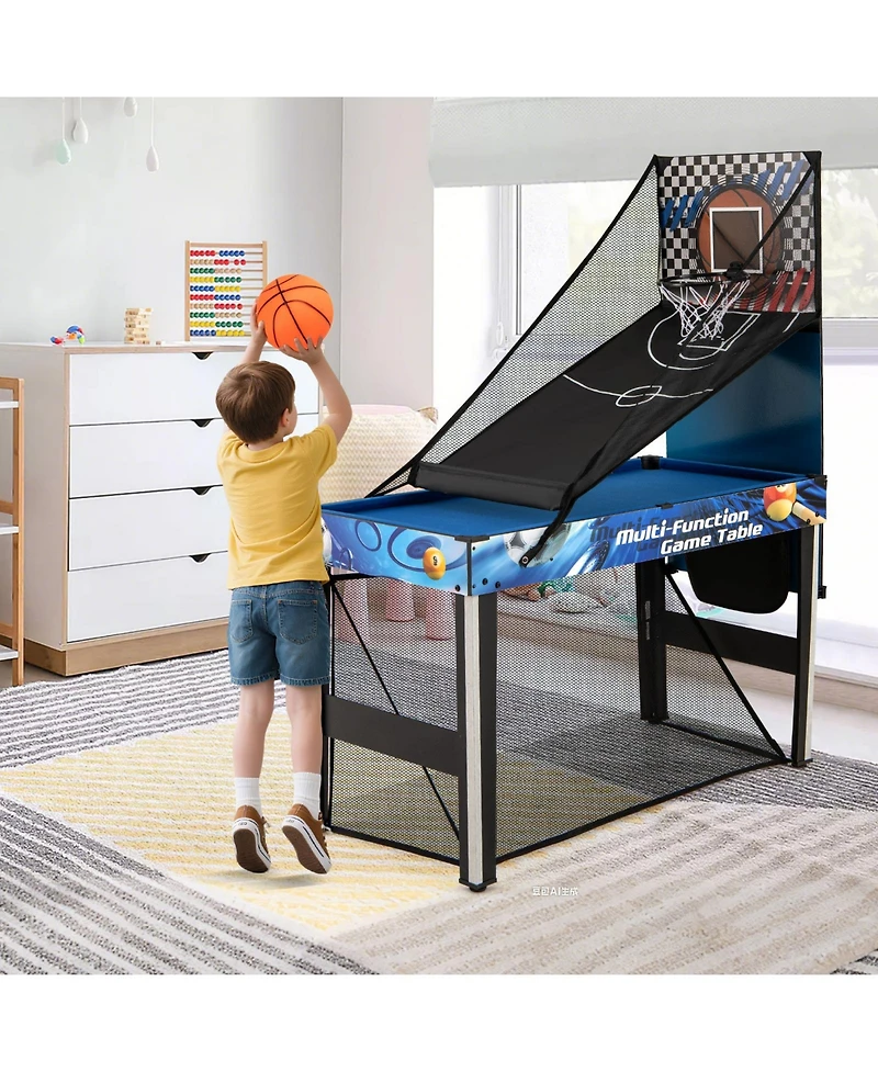 Slickblue Multi Game Table Set 10-in-1 with Table Tennis, Basketball, Soccer and More Indoor Games