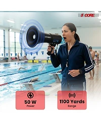 5 Core Megaphone Bullhorn 50W Speaker w Bluetooth Siren Adjustable Volume Loud Portable Pa System