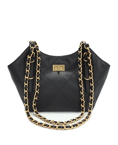 Susu Luxea Quilted Chain Shoulder Bag Small Leather Handbag with Gold Strap