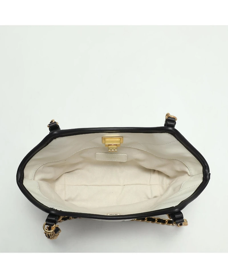 Susu Luxea Quilted Chain Shoulder Bag Small Leather Handbag with Gold Chain Strap