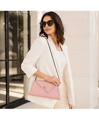 Susu Women's Saffiano Leather Envelope Clutch Purse Crossbody Evening Bag with Chain Strap Elegant Handbag
