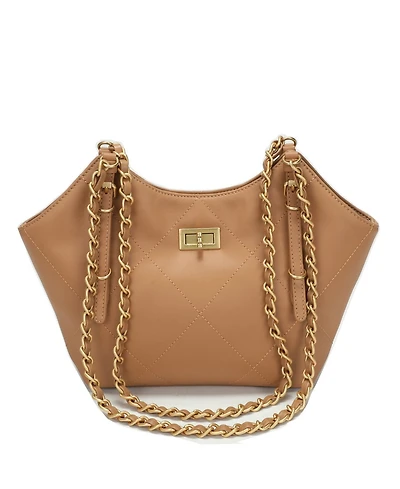 Susu Luxea Quilted Chain Shoulder Bag Small Leather Handbag with Gold Chain Strap