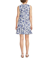 Lands' End Women's Sleeveless Cotton Jersey Notch Neck Flounce Dress