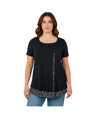 Avenue Women's Short Sleeve Layered Tunic