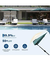 homfan 9FT Half Patio Umbrella with Led Lights, Uv Protection, Sturdy Canopy and Easy Crank for Patio, Garden, Deck, Balcony Table