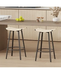 flynama Counter Height Backless Bar Stools Set of 2, Handwoven Pvc with Round Footrest
