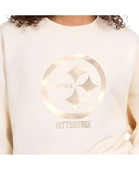 Starter Women's Cream Pittsburgh Steelers Travel Pastels Boxy Fleece Sweatshirt