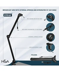 Rode NTG2 Dual Powered Directional Condenser Microphone, Bundle with HandA Broadcast Arm with Integrated Xlr Cable