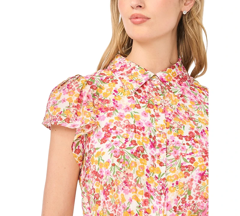 CeCe Women's Short-Sleeve Collared Romper