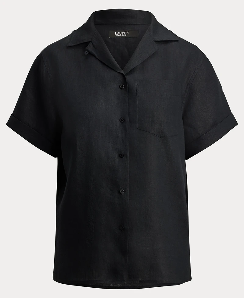 Lauren Ralph Women's Linen Short-Sleeve Camp Shirt